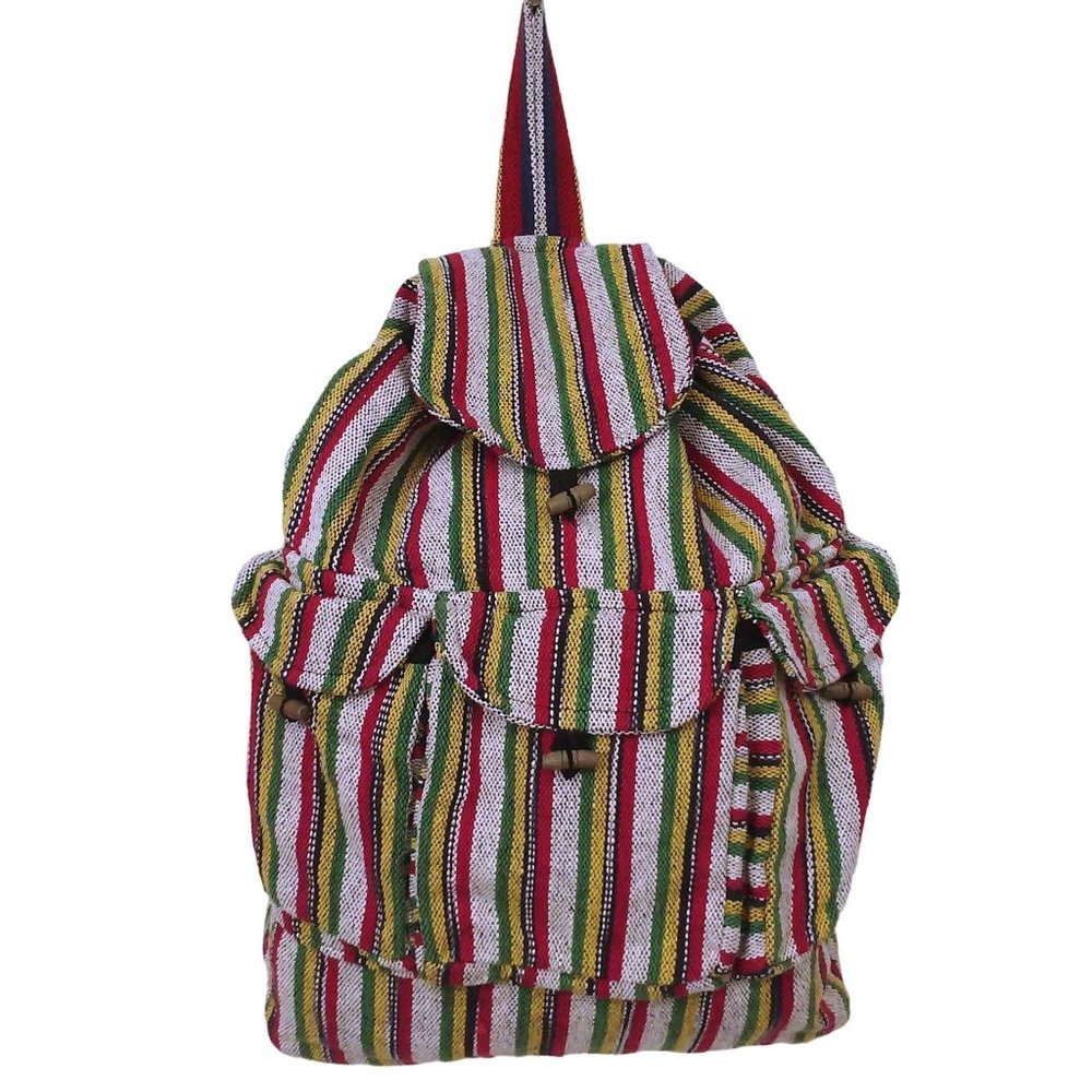 Vintage 90s Om Sai Ram Craft Nepal Backpack Boho Tapestry Tote Utility Travel